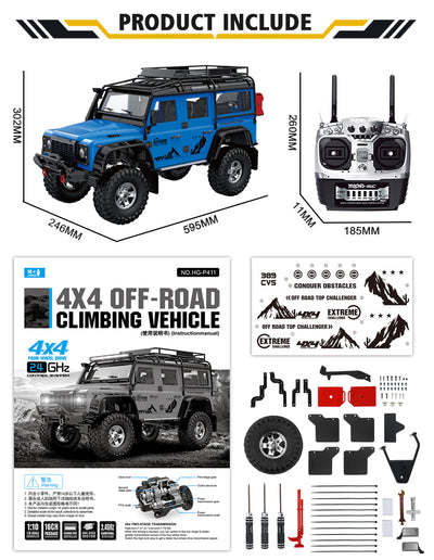 HG P411 1:10 2.4G 4WD 16CH Defend EP Electric D110 ARTR Crawler Radio Control Climbing Car Toys 1/10 Big 4X4 RC Truck