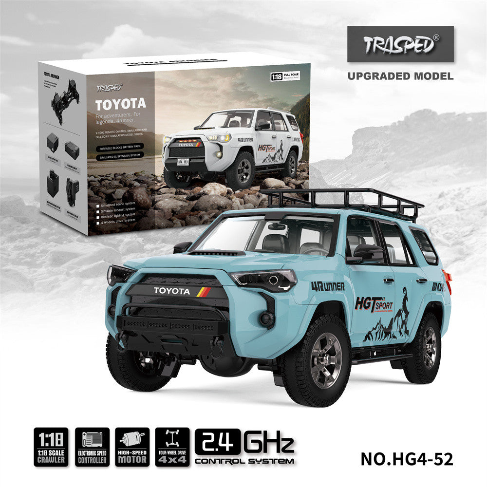 HG4-52 TRASPED 1/18 2.4G 4WD RC Car for TOYOTA 4RUNNER Rock Crawler LED Light Simulated Sound Off-Road Climbing Truck RTR Full Proportional Models Toys...