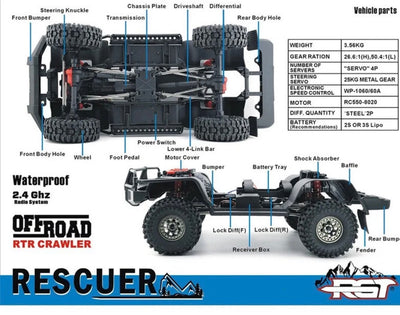RGT EX86190 2.4Ghz 1/10 Crawler 4WD R/C Off-road Vehicle White – HG RC TOYS