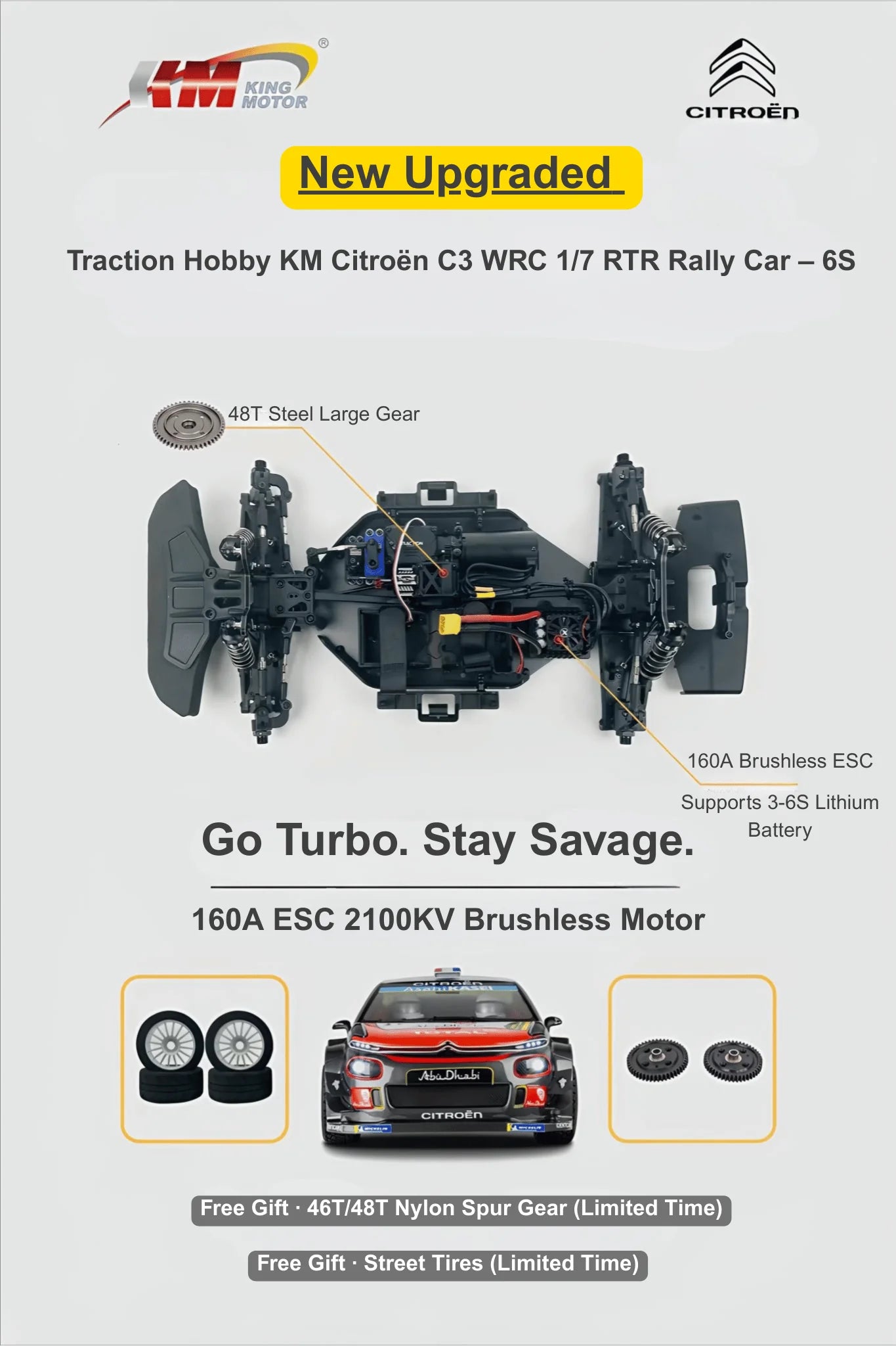 Traction Hobby New Upgraded Citroën C3 WRC 1/7 RTR Electric Rally Car