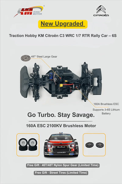 Traction Hobby New Upgraded Citroën C3 WRC 1/7 RTR Electric Rally Car